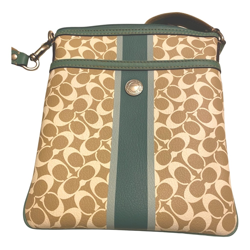 Turquoise Vintage Coach Crossbody Leather Handbag